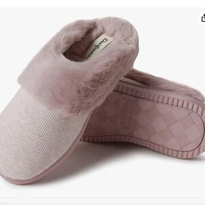 NWT Dearfoams Women's Dahlia Rib Knit Scuff Slipper, pink, size small (5-6)